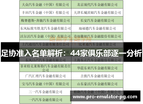 足协准入名单解析：44家俱乐部逐一分析