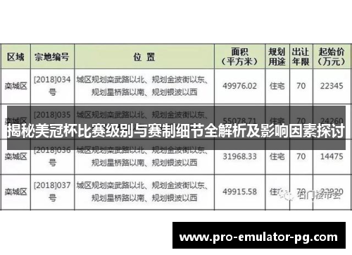 揭秘美冠杯比赛级别与赛制细节全解析及影响因素探讨